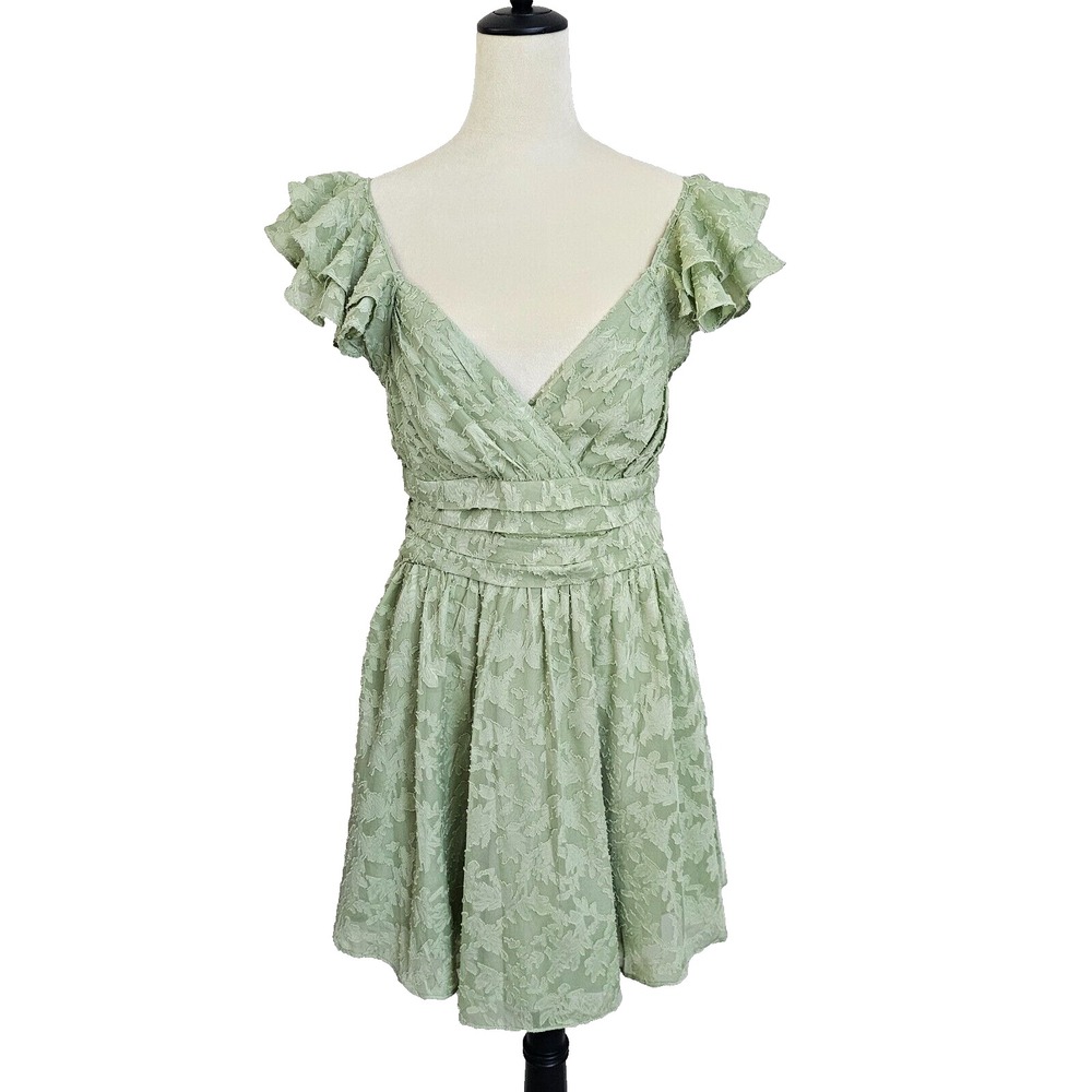 Selfie‎ Leslie Baby Doll Mini Dress Womens L Green Lolita Coquette Kawaii Fairy